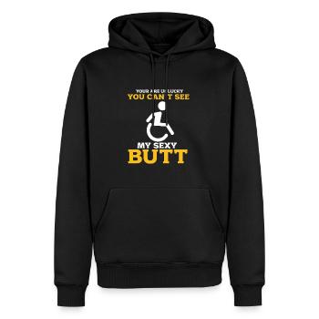 Rollstuhl - Männer Premium Bio Hoodie - Schwarz - Vorne - Nico (187cm)