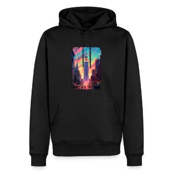 New York - Sweat à capuche Premium bio Homme - noir - Devant - Nico (187cm)