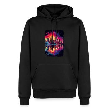 New York - Sweat à capuche Premium bio Homme - noir - Devant - Nico (187cm)