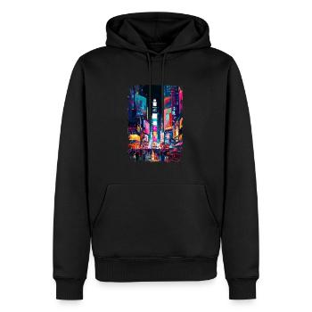 New York - Sweat à capuche Premium bio Homme - noir - Devant - Nico (187cm)