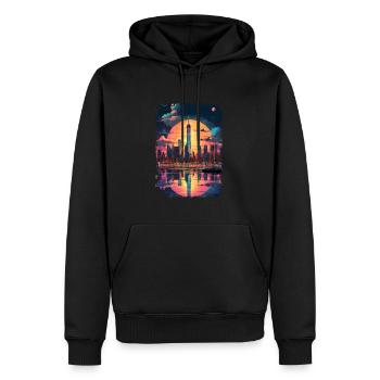 New York - Sweat à capuche Premium bio Homme - noir - Devant - Nico (187cm)