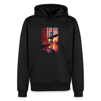 New York - Sweat à capuche Premium bio Homme - noir - Devant - Nico (187cm)