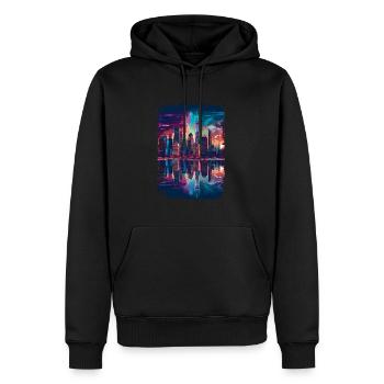 New York - Sweat à capuche Premium bio Homme - noir - Devant - Nico (187cm)