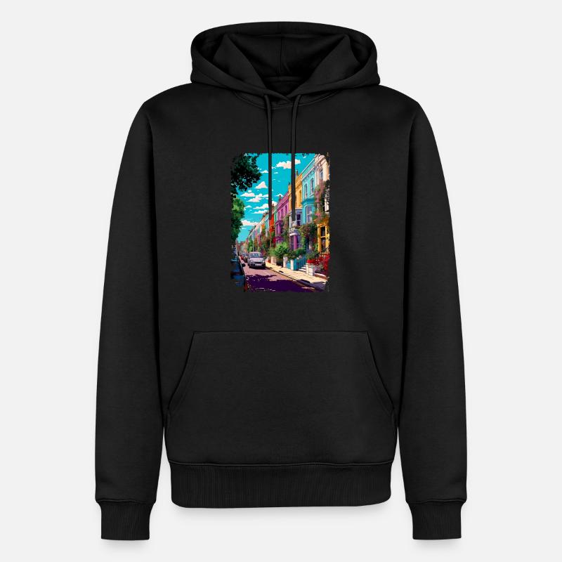 London - Männer Premium Bio Hoodie - Schwarz