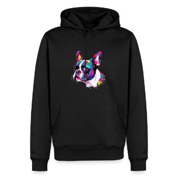 Boston Terrier Bunt - Männer Premium Bio Hoodie - Schwarz - Vorne - Nico (187cm)