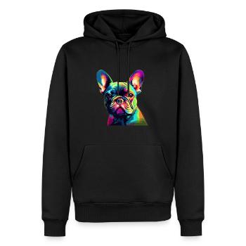 Französische Bulldogge Bunt - Männer Premium Bio Hoodie - Schwarz - Vorne - Nico (187cm)