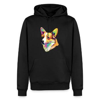 Corgi Chien Coloré - Sweat à capuche Premium bio Homme - noir - Devant - Nico (187cm)