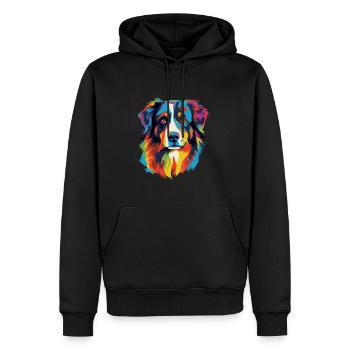 Australian Shepherd Dog Colorful - Men’s Premium Organic Hoodie - black - Front - Nico (187cm)