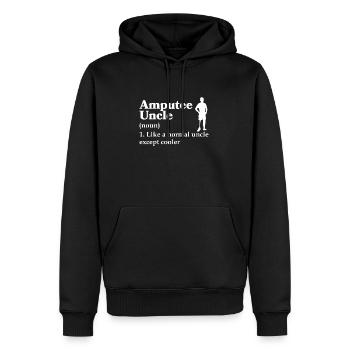 Cadeau de prothèse de jambe amputée - Sweat à capuche Premium bio Homme - noir - Devant - Nico (187cm)