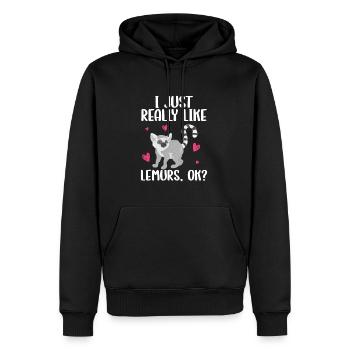 Lémurien - Sweat à capuche Premium bio Homme - noir - Devant - Nico (187cm)