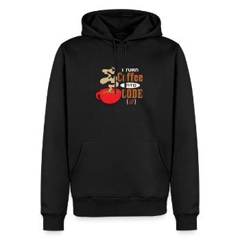Je transforme le café en code - Sweat à capuche Premium bio Homme - noir - Devant - Nico (187cm)