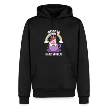Le café vous rend réel - Sweat à capuche Premium bio Homme - noir - Devant - Nico (187cm)