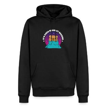 Die Saison der Kuscheldecken - Männer Premium Bio Hoodie - Schwarz - Vorne - Nico (187cm)