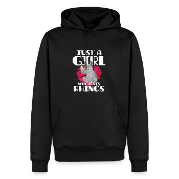 Nashorn - Männer Premium Bio Hoodie - Schwarz - Vorne - Nico (187cm)