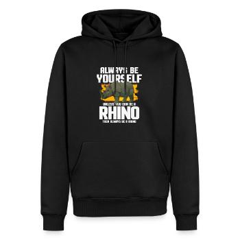 Nashorn - Männer Premium Bio Hoodie - Schwarz - Vorne - Nico (187cm)