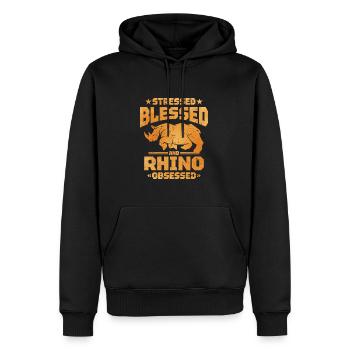 Nashorn - Männer Premium Bio Hoodie - Schwarz - Vorne - Nico (187cm)