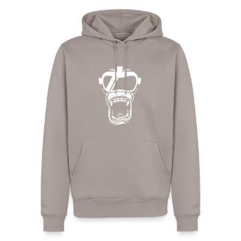 Cadeau VR de réalité virtuelle - Sweat à capuche Premium bio Homme - taupe - Devant - Nico (187cm)