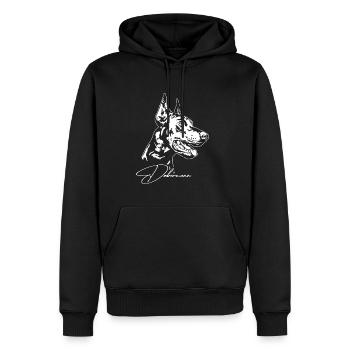 Dobermann Hundeportrait Hunde Hundesport Wilsigns - Männer Premium Bio Hoodie - Schwarz - Vorne - Nico (187cm)