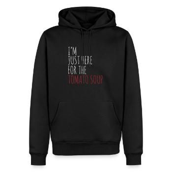 Ich bin nur wegen der Tomatensuppe hier - Männer Premium Bio Hoodie - Schwarz - Vorne - Nico (187cm)
