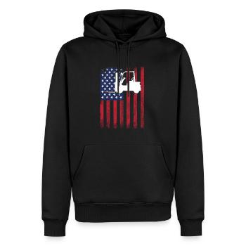 Chariot élévateur à fourche USA Flag - Sweat à capuche Premium bio Homme - noir - Devant - Nico (187cm)