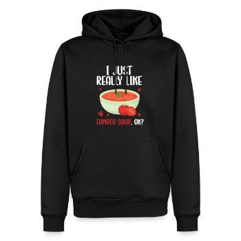 Ich mag Tomatensuppe einfach sehr gern, ok - Männer Premium Bio Hoodie - Schwarz - Vorne - Nico (187cm)