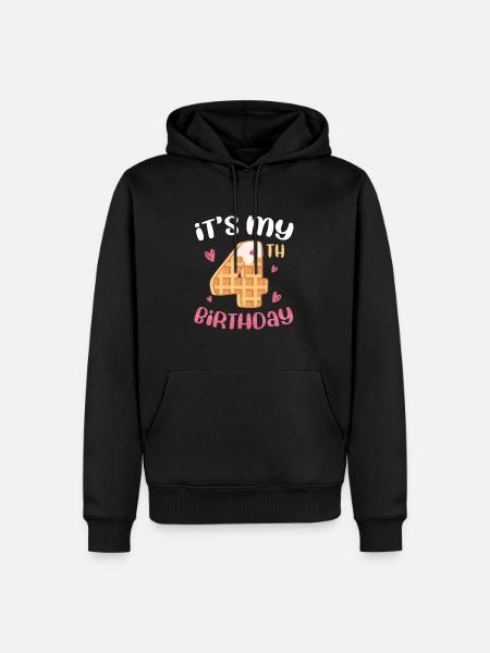4th Birthday Waffle - Men’s Premium Organic Hoodie - black