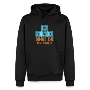 WASD Dinge Dich Mich Bewegen - Männer Premium Bio Hoodie - Schwarz - Vorne - Nico (187cm)