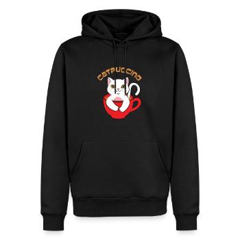 Catpuccino Katze Cappucino - Männer Premium Bio Hoodie - Schwarz - Vorne - Nico (187cm)