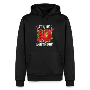 10e anniversaire Cadeau d’été de pastèque - Sweat à capuche Premium bio Homme - noir - Devant - Nico (187cm)