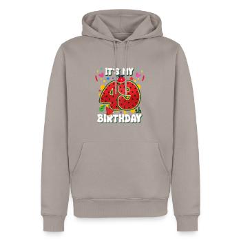 49. Geburtstag Wassermelone - Männer Premium Bio Hoodie - Taupe - Vorne - Nico (187cm)