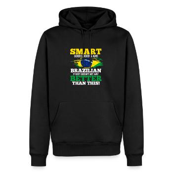 Brasilien - Männer Premium Bio Hoodie - Schwarz - Vorne - Nico (187cm)