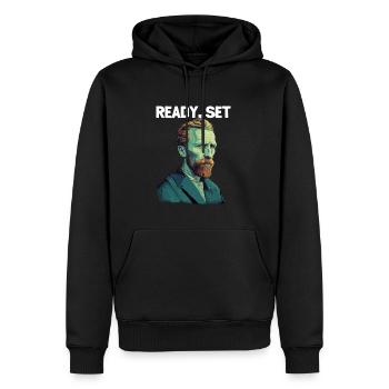 Fertiges Set Gogh - Männer Premium Bio Hoodie - Schwarz - Vorne - Nico (187cm)