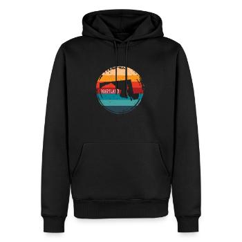 Maryland - Männer Premium Bio Hoodie - Schwarz - Vorne - Nico (187cm)