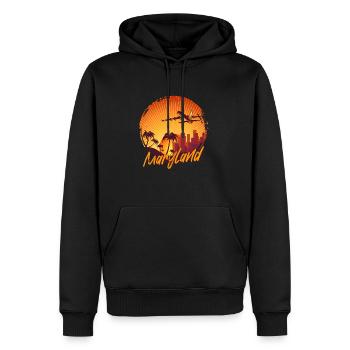 Maryland - Männer Premium Bio Hoodie - Schwarz - Vorne - Nico (187cm)