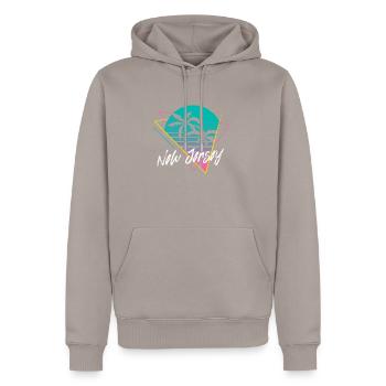 New Jersey - Männer Premium Bio Hoodie - Taupe - Vorne - Nico (187cm)