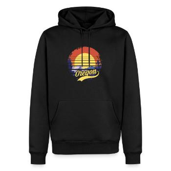 Oregon - Männer Premium Bio Hoodie - Schwarz - Vorne - Nico (187cm)