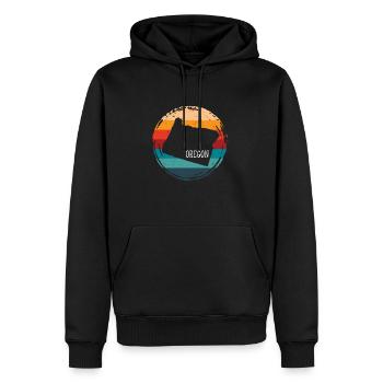 Oregon - Männer Premium Bio Hoodie - Schwarz - Vorne - Nico (187cm)