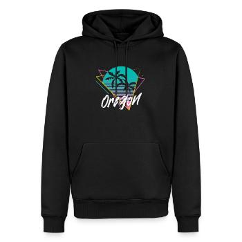 Oregon - Männer Premium Bio Hoodie - Schwarz - Vorne - Nico (187cm)