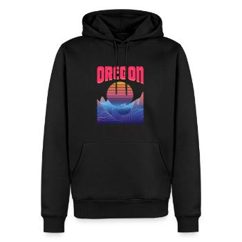 Oregon - Männer Premium Bio Hoodie - Schwarz - Vorne - Nico (187cm)