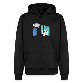 We're sorry you're overqualified - Men’s Premium Organic Hoodie - black - Front - Nico (187cm)