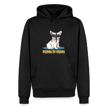 Perdon Mon Français - Sweat à capuche Premium bio Homme - noir - Devant - Nico (187cm)