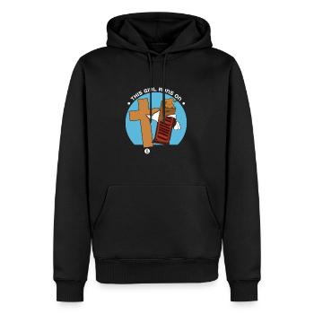 Jesus und Schokolade - Männer Premium Bio Hoodie - Schwarz - Vorne - Nico (187cm)