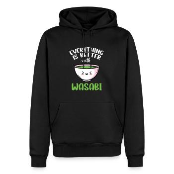 Wasabi - Sweat à capuche Premium bio Homme - noir - Devant - Nico (187cm)
