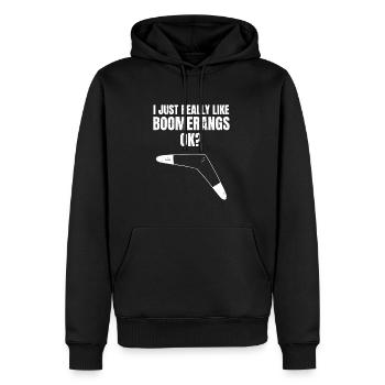 Boomerang - Sweat à capuche Premium bio Homme - noir - Devant - Nico (187cm)