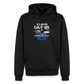 Kos - Männer Premium Bio Hoodie - Schwarz - Vorne - Nico (187cm)