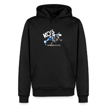 Kos - Männer Premium Bio Hoodie - Schwarz - Vorne - Nico (187cm)