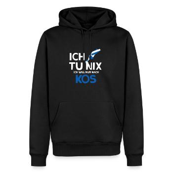 Kos - Männer Premium Bio Hoodie - Schwarz - Vorne - Nico (187cm)