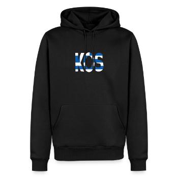 Kos - Männer Premium Bio Hoodie - Schwarz - Vorne - Nico (187cm)