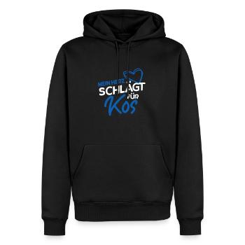 Kos - Männer Premium Bio Hoodie - Schwarz - Vorne - Nico (187cm)