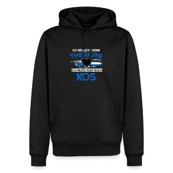 Kos - Männer Premium Bio Hoodie - Schwarz - Vorne - Nico (187cm)